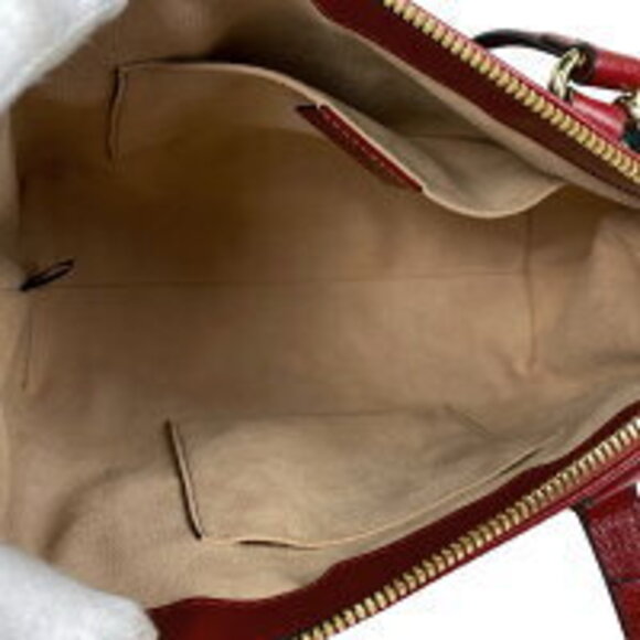 Gucci Ophidia GG Shoulder Bag Tote Web Sherry Handbag Suede Navy Blue Red - Picture 9 of 9